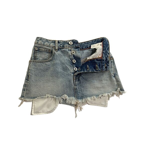 Ben Taverniti UNRAVEL PROJECT Mini Jean Skirt in Light Wash Blue - Picture 1 of 4